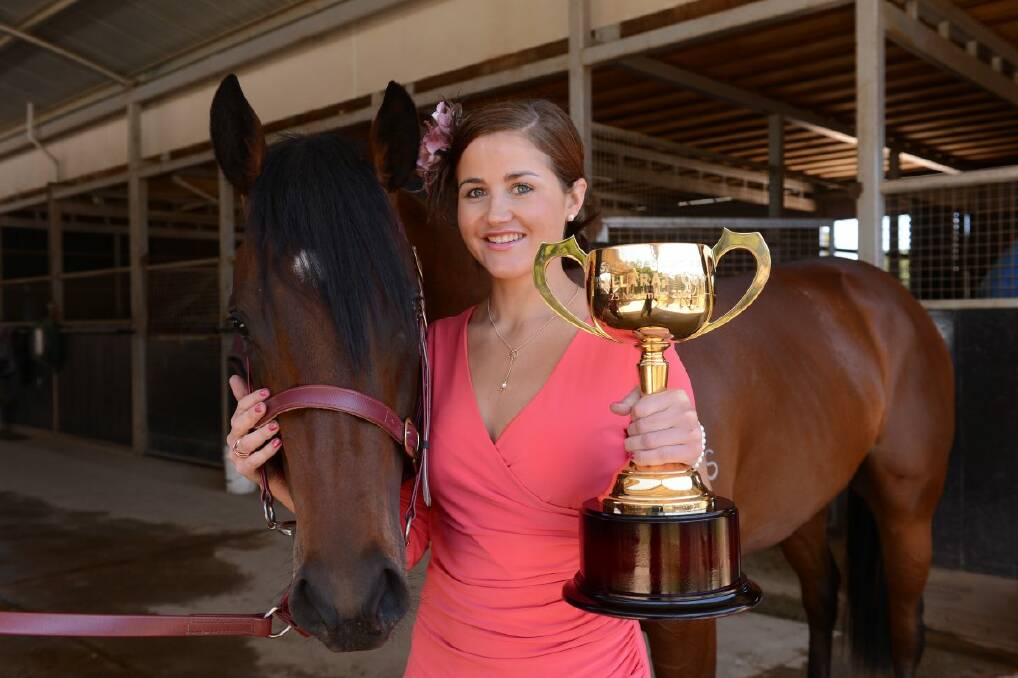 Michelle Payne, Ballarat Cup Ambassador at Darren Weir Racing Stables with horse 'Glockenspiel'