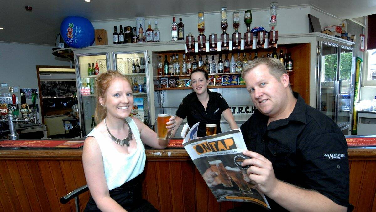 Alicia Thomas, left, with The Western Hotel’s bar manager Jeremy Curnow and bistro manager Caitlin Forrest. PICTURE: JEREMY BANNISTER