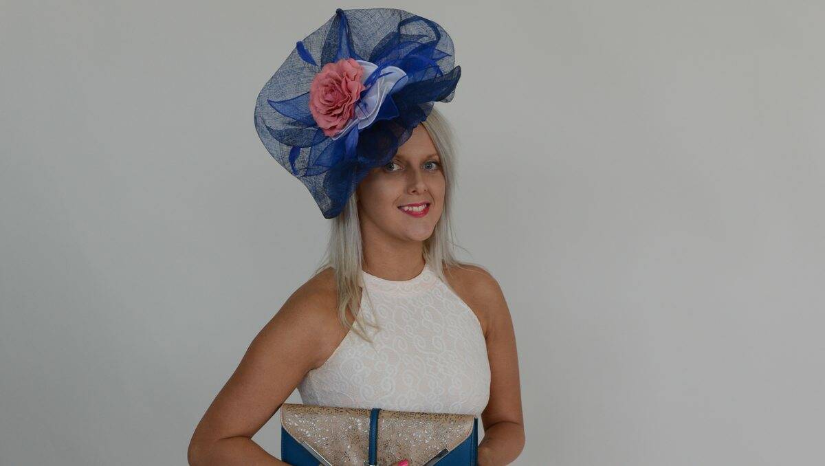 Caitlin Praag in her prizewinning Cup Day outfit. PICTURE: KATE HEALY