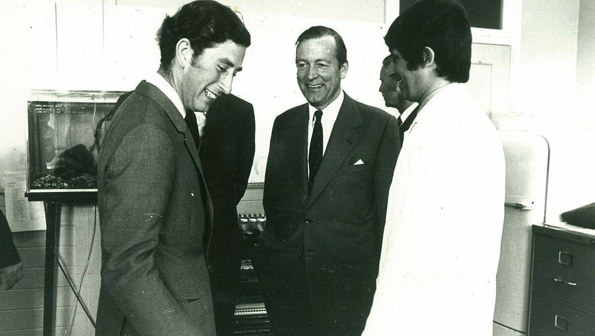Murray Byrne with the Prince of Wales during a royal visit to Australia.