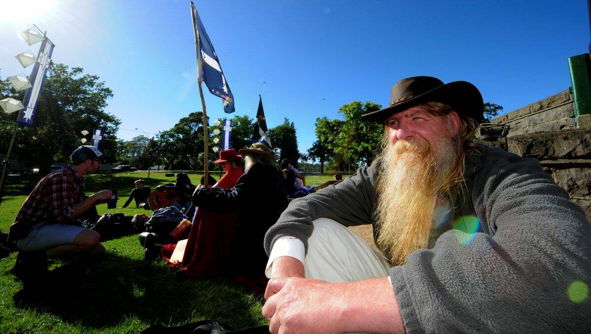 IMPORTANT DAY: Darcy Duggan at the Eureka Stockade Memorial to commemorate the 159th anniversary of Eureka. PICTURE: JEREMY BANNISTER