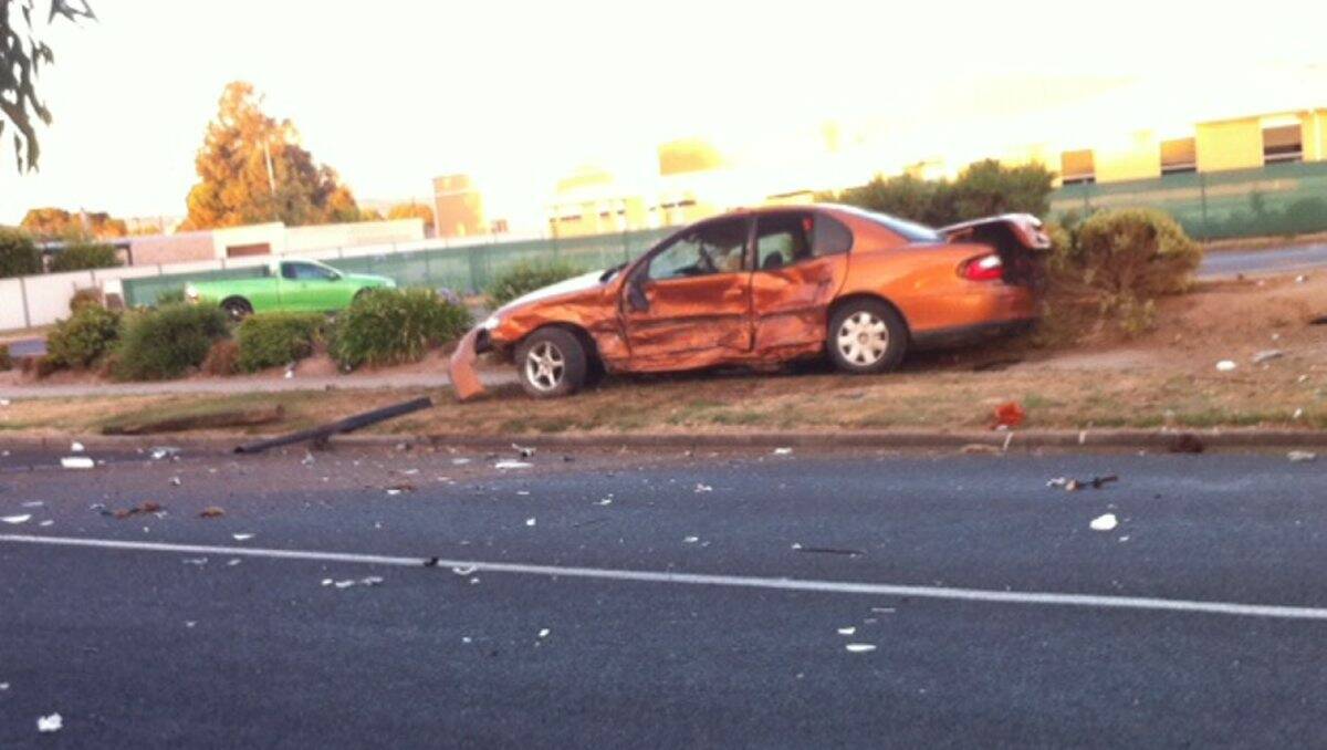 DAMAGE: A Holden Commodore is damaged in a crash at Wendouree. PIC: Abbey Cartledge