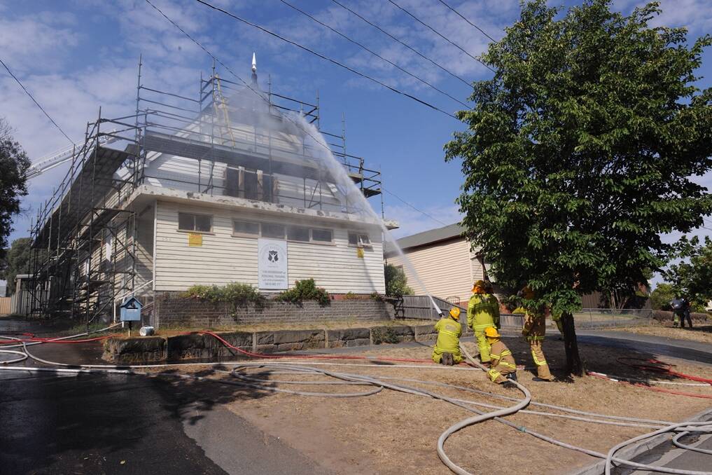 CFA crews have controlled a fire in a former church in Grant St, Ballarat. PICTURES: Lachlan Bence