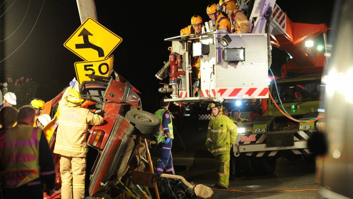 SCENE: The horrific accident in Humffray Street South on the night of Ballarat Cup Day in 2011. PICTURE: LACHLAN BENCE 