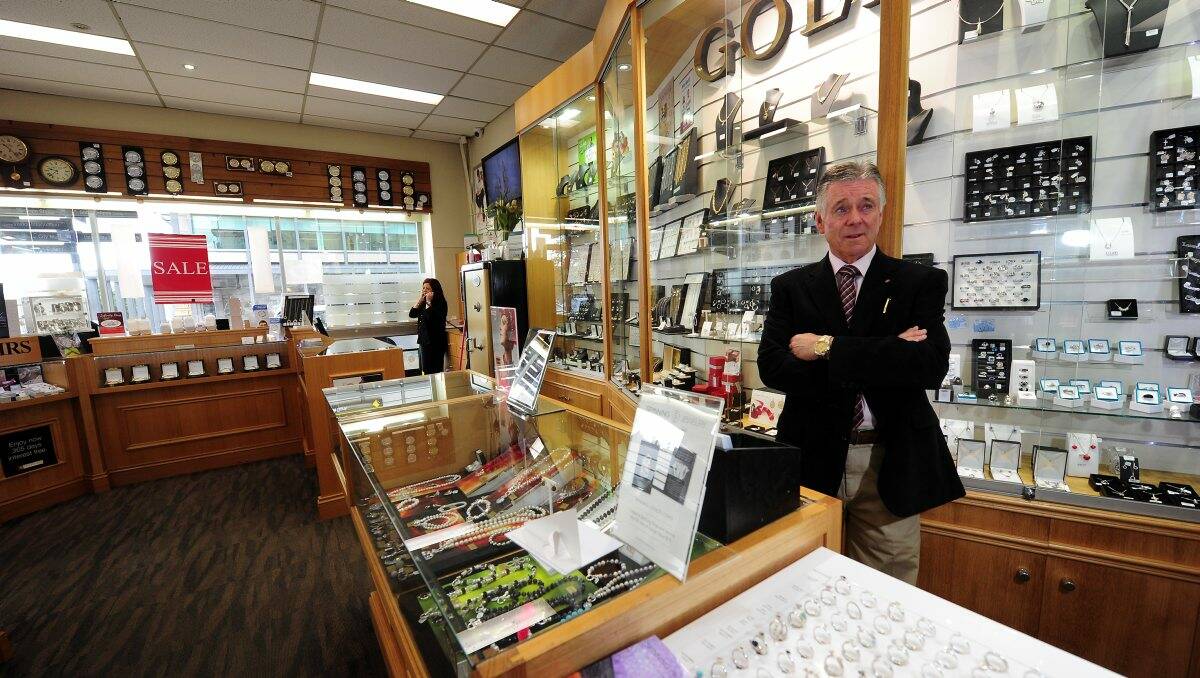 SHATTERED: Allan Bros Jewellery owner Bill Allan’s store has had three break-ins this year. PICTURE: JEREMY BANNISTER