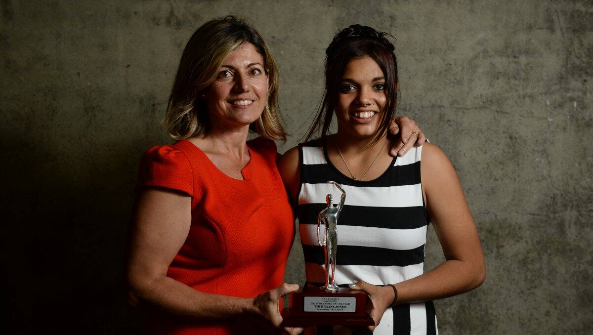 BIG WIN: Sportsgirl of the Year Thilyaana Jones (right) with her coach Monica Hardy. PICTURE: ADAM TRAFFORD