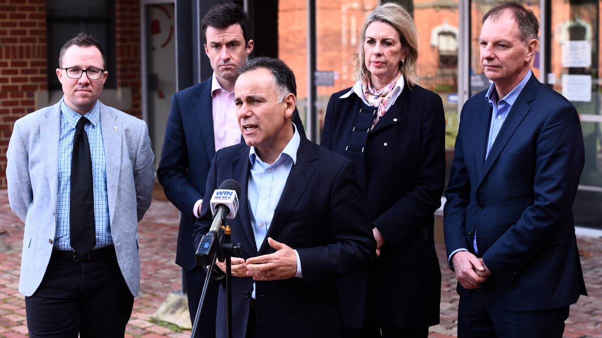 Liberal state shadow cabinet at Federation University discussing the concerns over infratructure in Ballarat for the Commonwealth Games. Picture by Adam Trafford 