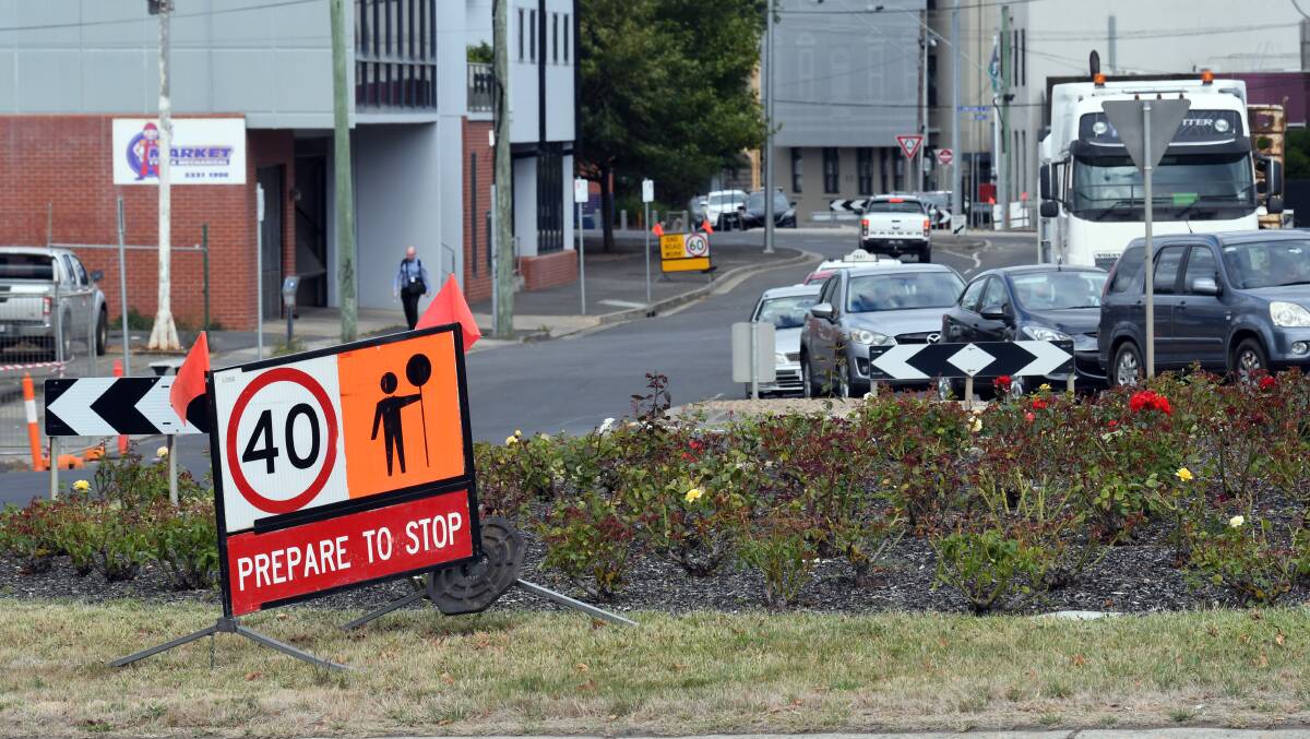 Market Street has been reduced to 40km/h during Powercor's network upgrade works. Picture by Kate Healy