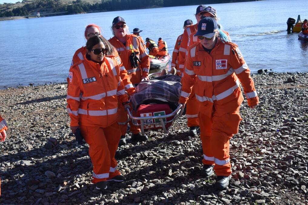 SES women volunteers during a water rescue exercise. Supplied picture