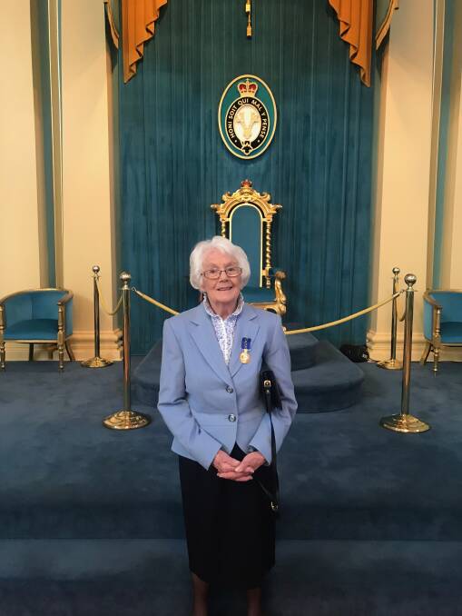 Kathleen Hobson at Government House Victoria on September 5, 2018, the day she received her OAM. Supplied picture