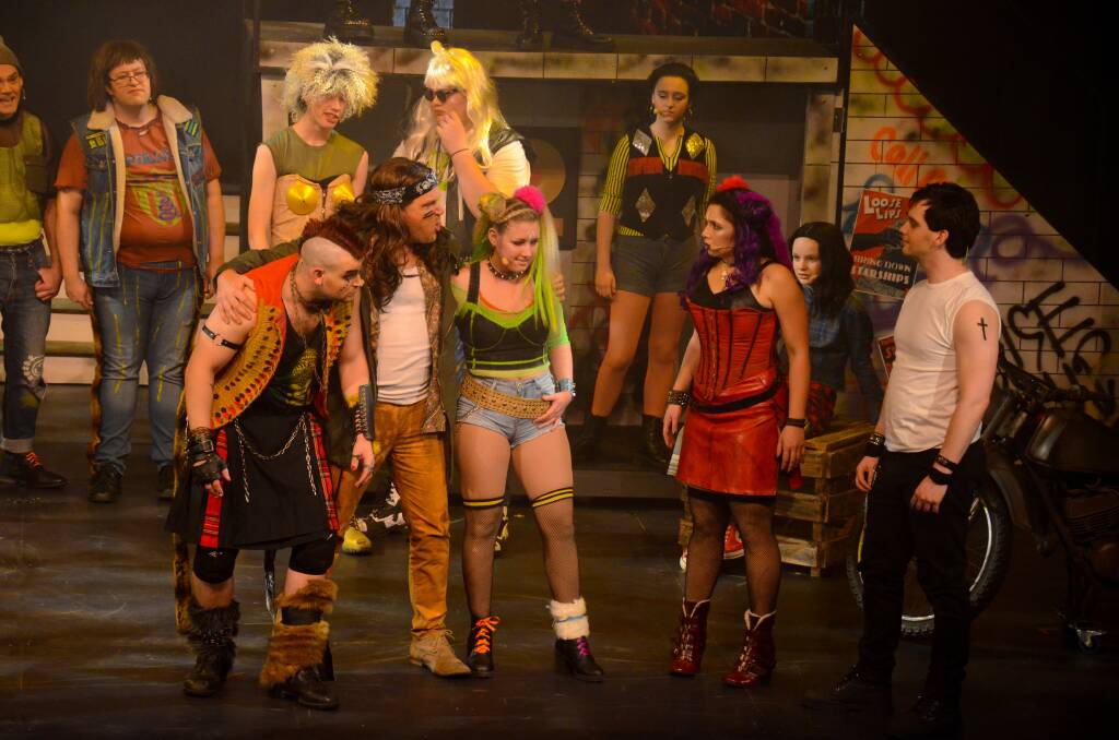 Dylan Shalless, Corey Hall, Shelley Szova, Vanessa Belsar and Montgomery Wilson performing at the We Will Rock You dress rehearsal. Picture: Matthew Heenan - SBC Productions