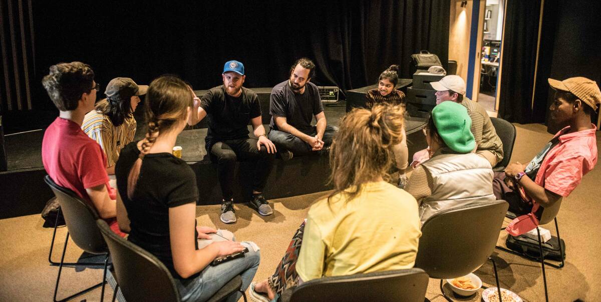 LEARNING: Aunty Donna members Broden Kelly and Zachary Ruane at a Class Clowns workshop.