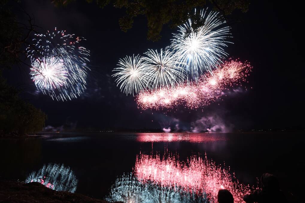 MOVING: The fireworks over Lake Wendouree on Australia Day 2020. Picture: Kate Healy