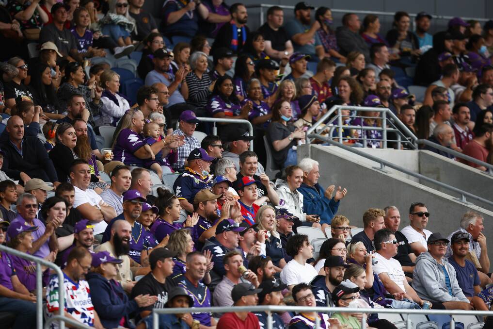 OUT IN FORCE: Melbourne Storm fans taking in the action at Mars Stadium on Sunday. Picture: Getty Images
