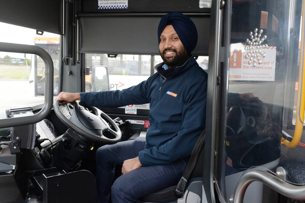 ON THE ROAD: CDC Ballarat bus driver Gurmej Singh continued to help people get from A to B throughout the pandemic. Picture: Kate Healy