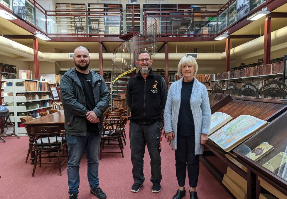 CONNECTED: Ballaarat Mechanics' Institute venue manager Sam McColl, cultural services officer Mark Potter and librarian Rosemary McInerney.