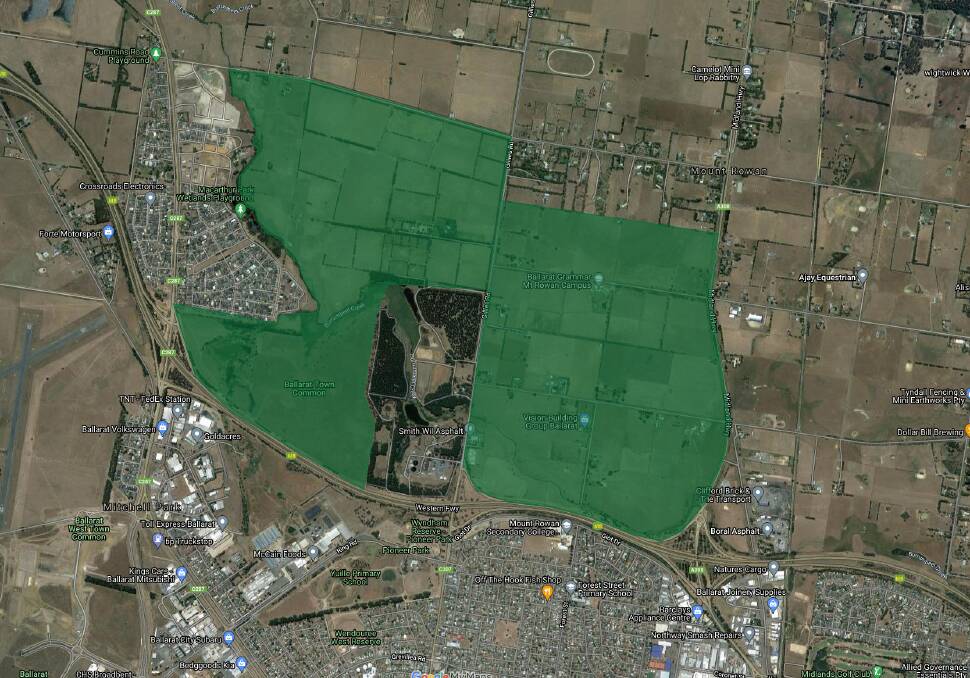 The growth zone identified for Ballarat's northern outskirts, one of the city's most significant north of the freeway.