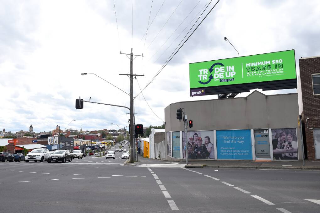 SHINE BRIGHT: The new digital billboard at the intersection of Mair Street and Humffray Street. Pictures: Adam Trafford