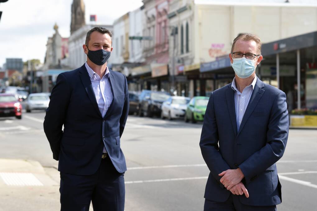 READY: City of Ballarat mayor Daniel Moloney and chief executive Evan King. Picture: Kate Healy