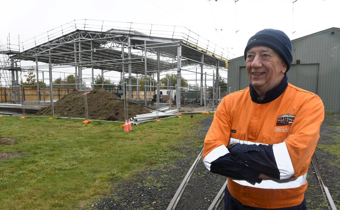 INCOMPLETE: Ballarat Tramway Museum volunteer Chris Phillips outside the site of the new museum building. Picture: Lachlan Bence