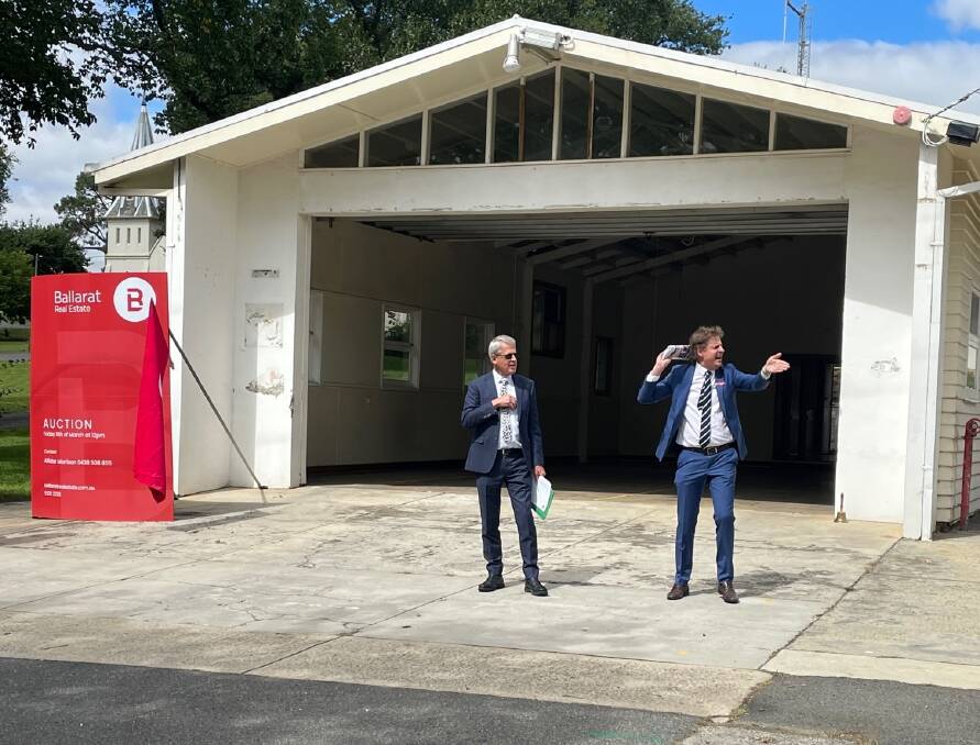 SOLD: Ballarat Real Estate general manager Allister Morrison selling the Buninyong Fire Station on Friday.