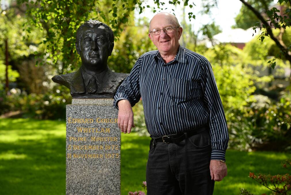 RESPECTED: Frank Sheehan with the bust of Gough Whitlam in 2014.