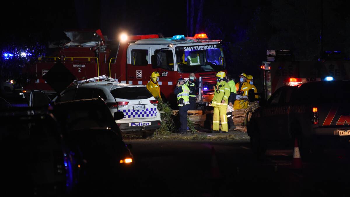 Emergency services attend to the scene on Wednesday night. Picture: Kate Healy