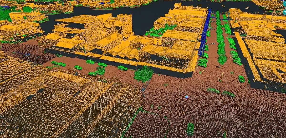 Powercor's LiDAR scans looking south at Mair Street, Armstrong Street and Lydiard Street.