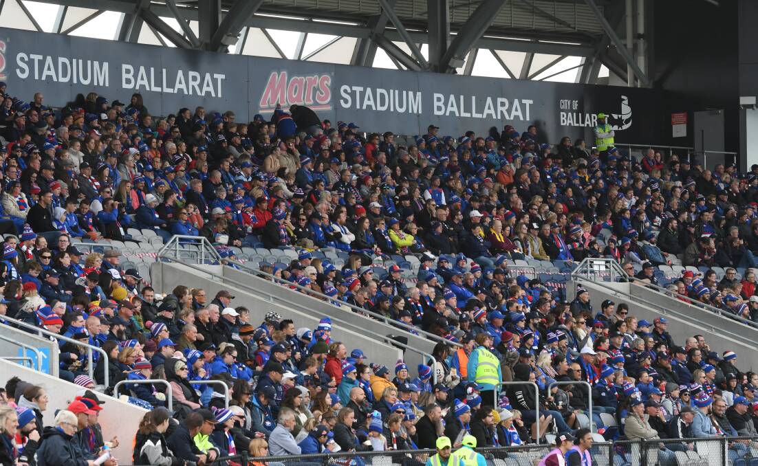 The packed crowd at Mars Stadium for the Western Bulldogs earlier this year. Picture: Kate Healy