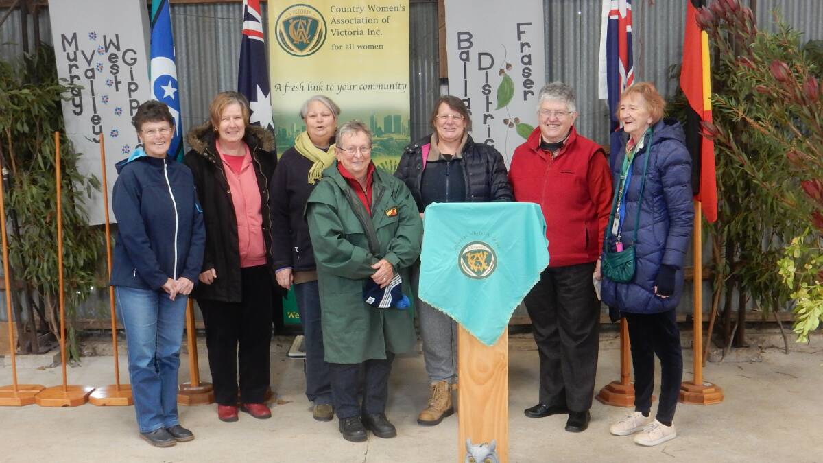 CWA members Chris Hingston, Chris Curwood, Lorraine Costelow, Marion Wardlaw, incoming Ballarat group chair Cecelia Rowberry, Lyn Fleming and outgoing chair Rosalie Silvey.