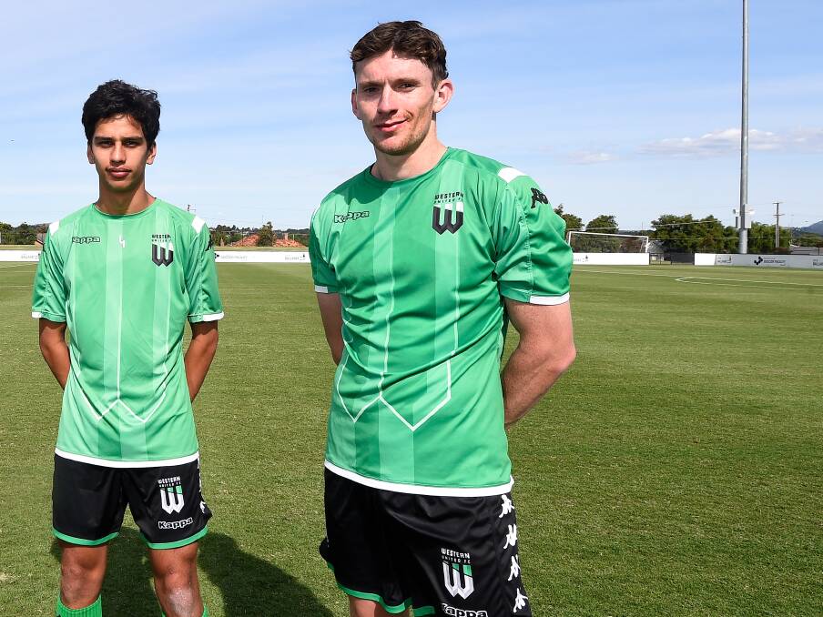 GOAL: Western United NPL signings Leighton Lauton and Alex Baker during their trial with the club. Picture: Adam Trafford