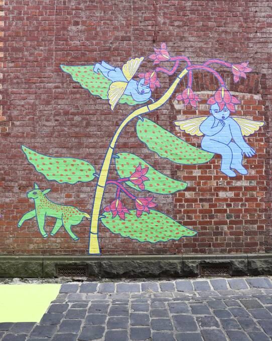 Esther Olsson's depictions of angel begonias in Police Lane.