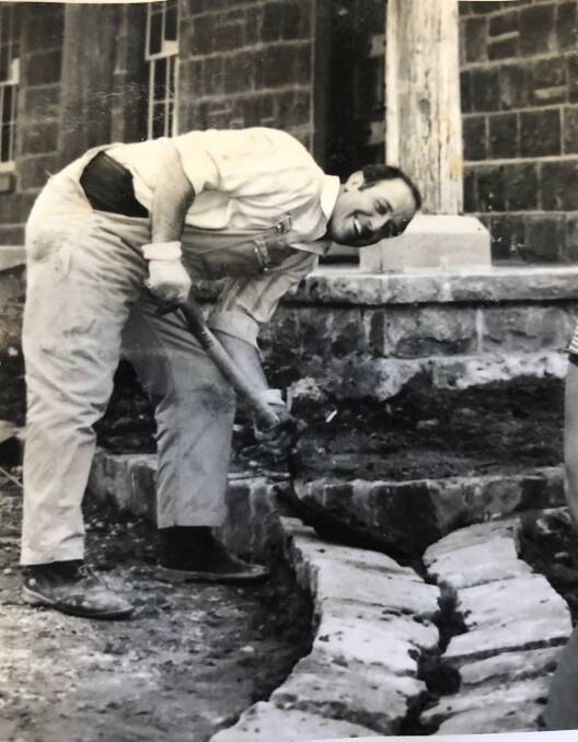 Carlo Campana working as a concreter at Sovereign Hill.