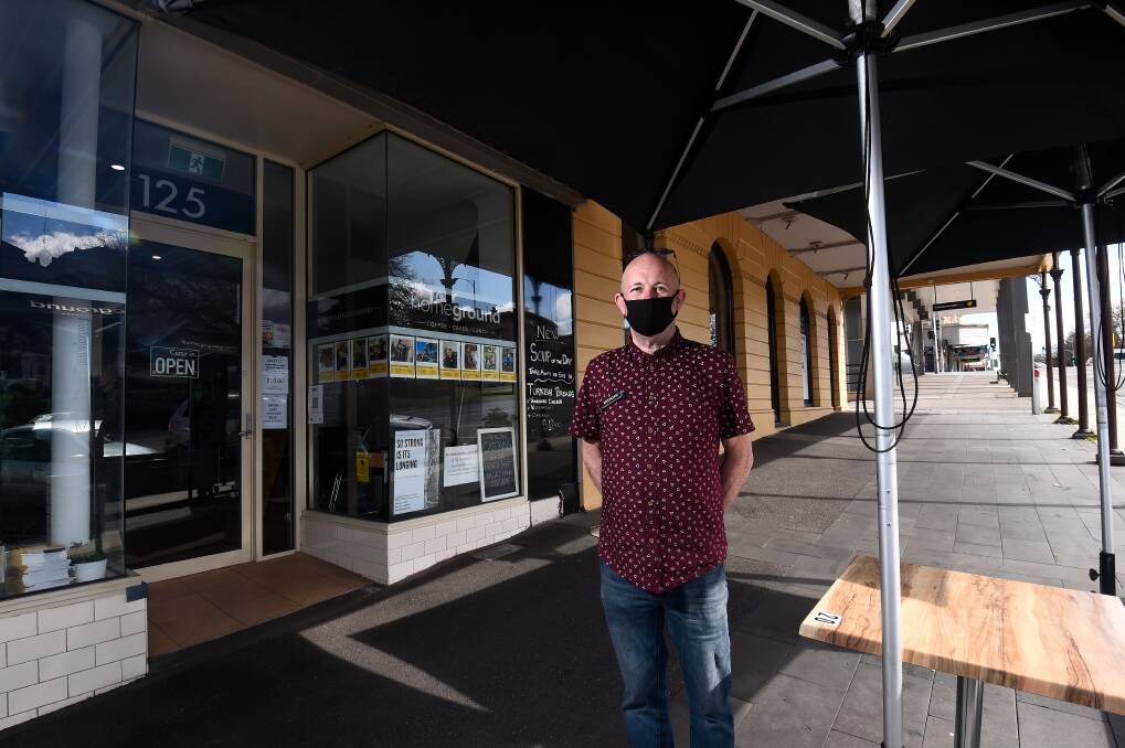 OUTSIDE: Homeground Cafe and Bakery owner Brendan Hanrahan. Picture: Adam Trafford