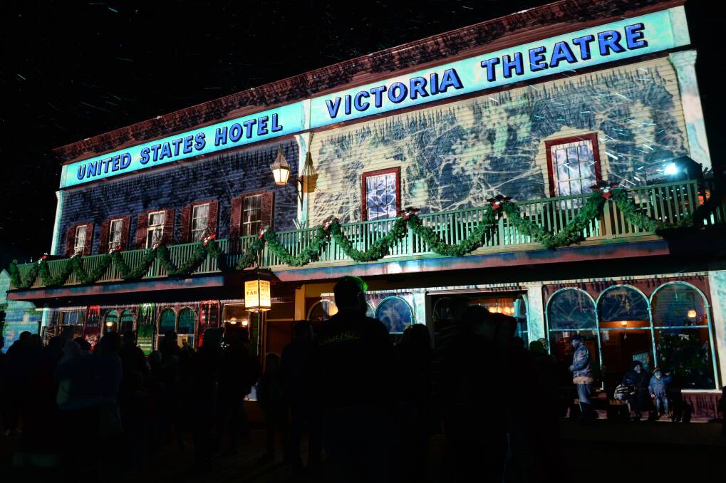 Sovereign Hill's main street during Winter Wonderlights in 2019. Picture: Kate Healy