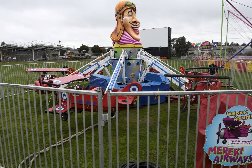 One of the rides that was already set up at the Ballarat Showgrounds this week.