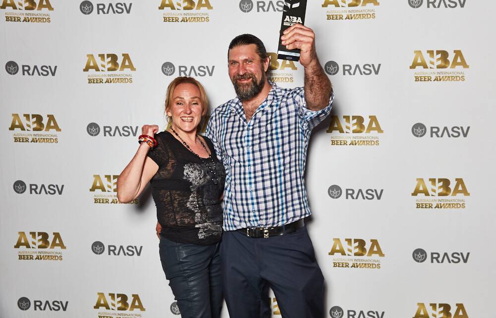 Fiona and Ed Nolle after winning the award on Thursday night. Picture: supplied