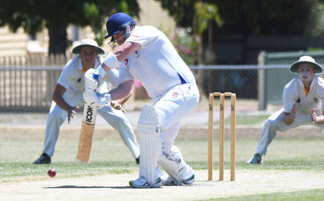 Andrew Falkner keeps a close eye on the ball. Picture: Lachlan Bence