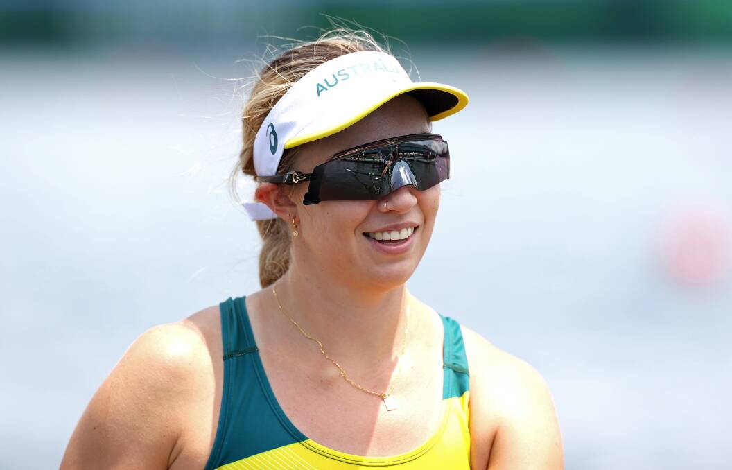 Katrina Werry before her Olympic debut in the women's eight. Picture: Cameron Spencer/Getty Images