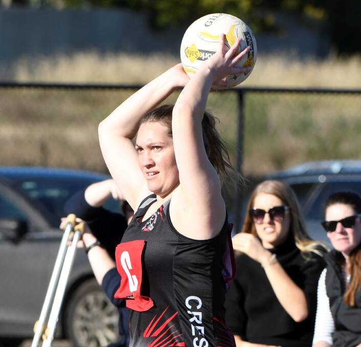 Nikki Bell looks for a way forward in Creswick's clash against Skipton. Picture: Lachlan Bence