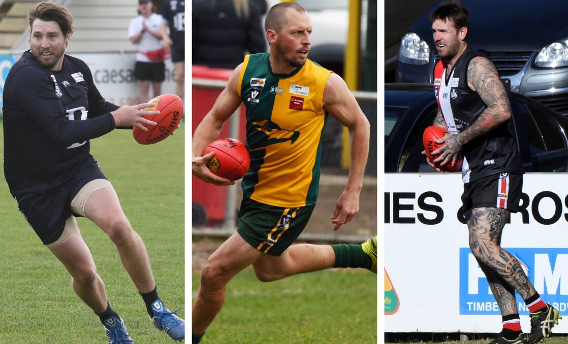 Dale Thomas, James Kelly and Dane Swan in action throughout the season. Pictures: Kate Healy and Lachlan Bence