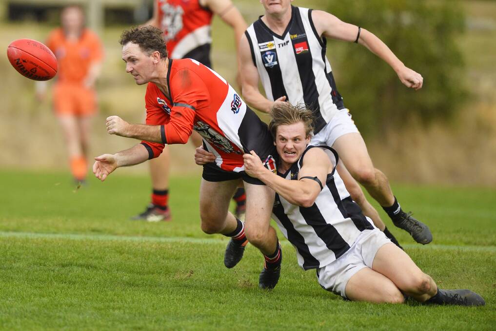 Josh Thompson in action for Clunes. Picture: Dylan Burns