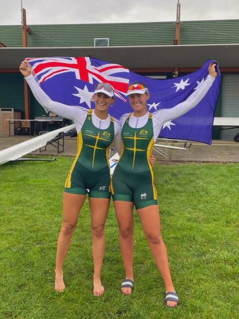 Foley alongside Lily Cathcart, who was a member of the women's pair and eight with her. Picture: provided
