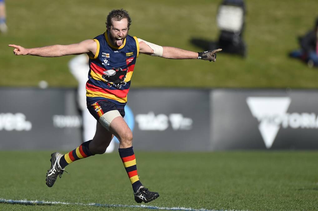 Nick Sullivan in action for Beaufort in the 2018 CHFL Grand Final. Picture: Dylan Burns