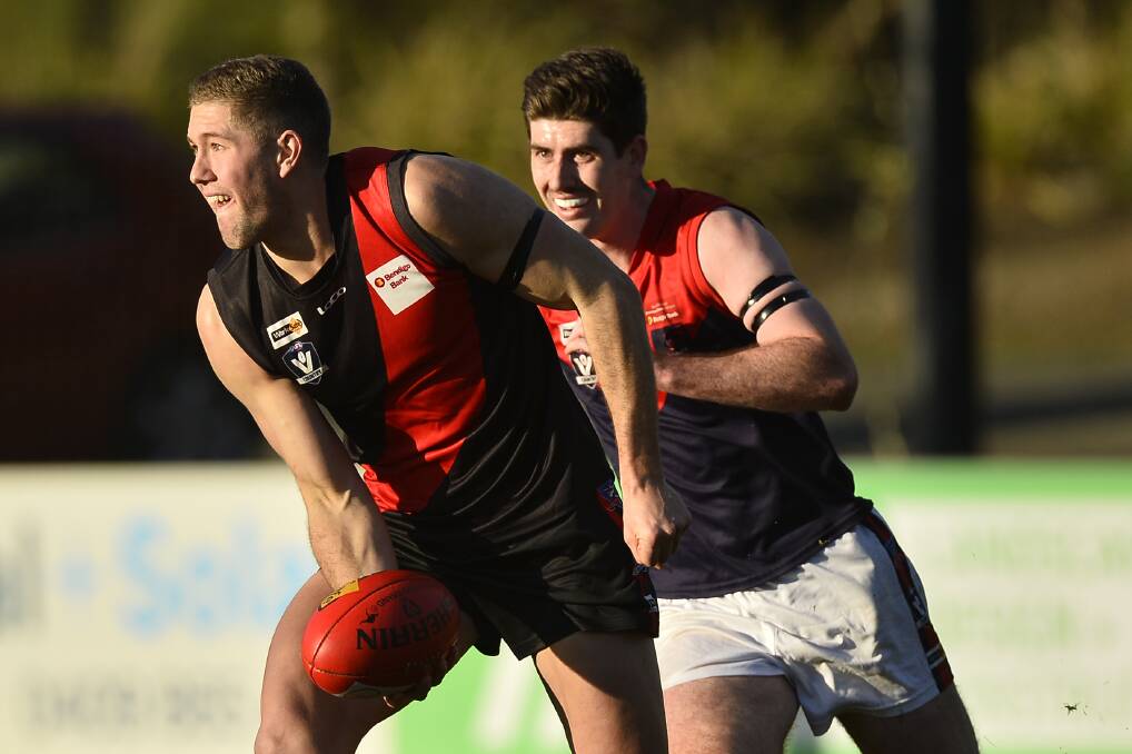 Liam Rigby (Buninyong) and Matt Geary (Bungaree). Picture: Dylan Burns