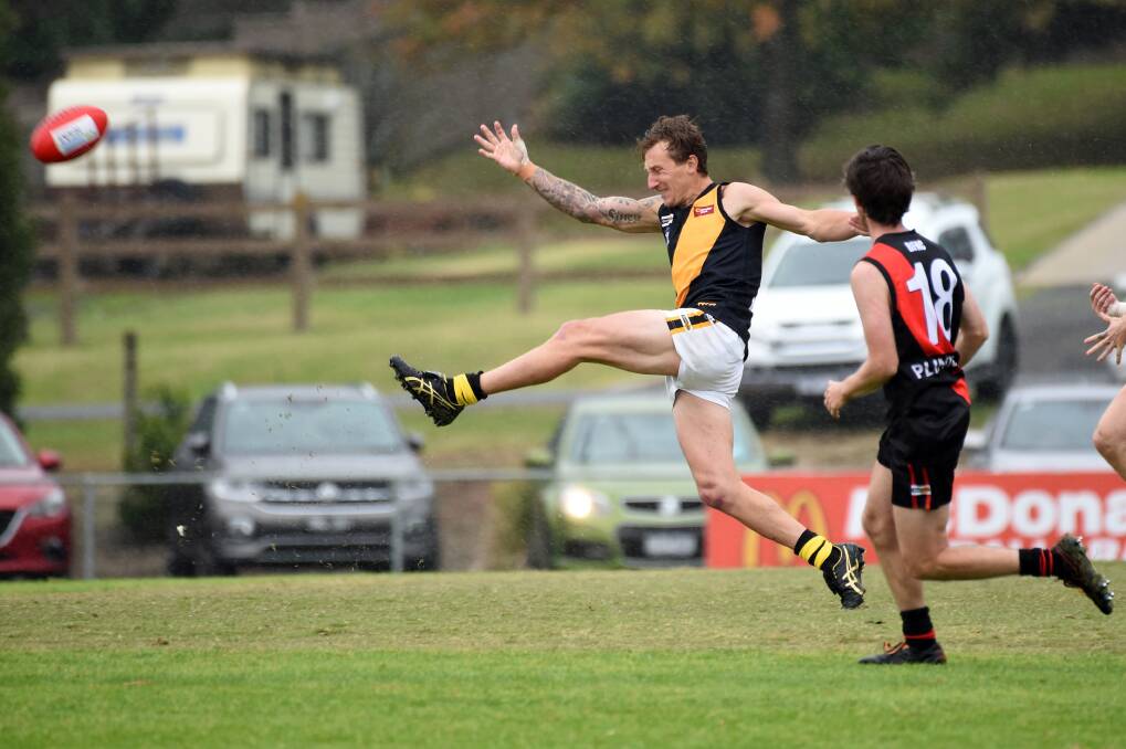 Todd Finco has been in good goal kicking form this season. Picture: Kate Healy