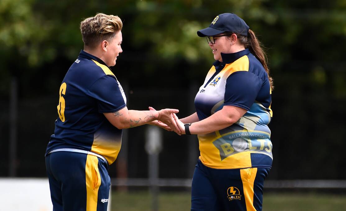Nicole Edwards and Emily McNeight were vital parts of the Bolts premiership side throughout the season. Picture: Adam Trafford