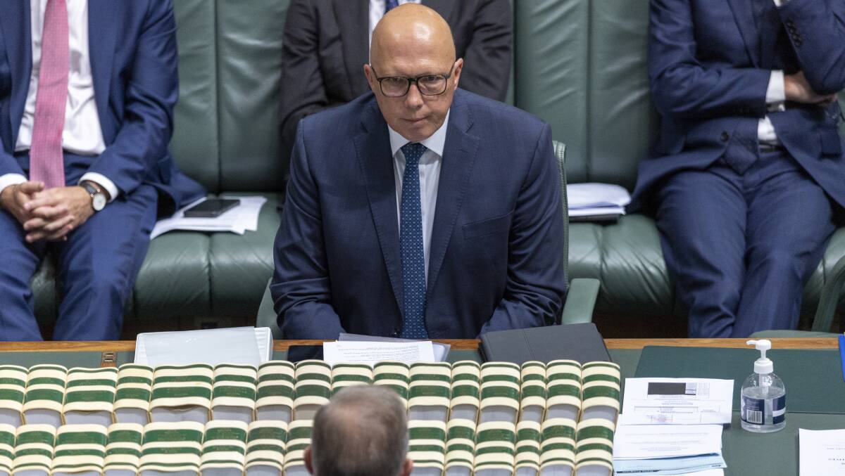 Opposition leader Peter Dutton faces down Prime Minister Anthony Abanese. Picture by Gary Ramage