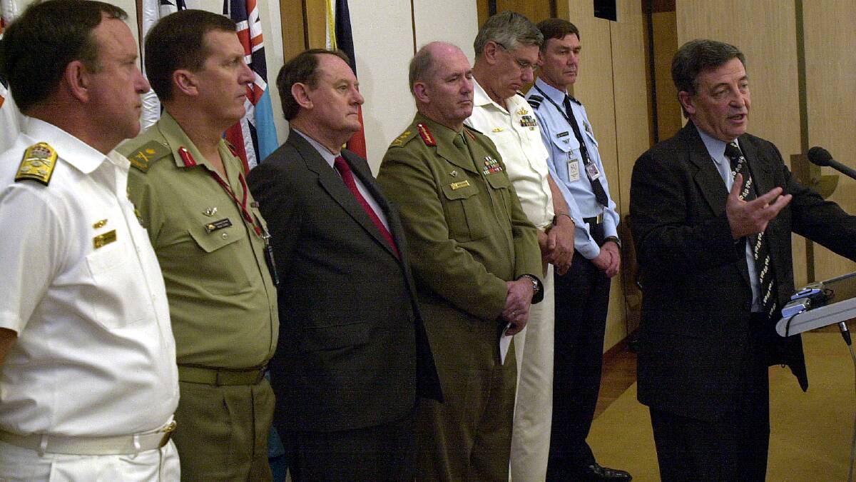 Defence chiefs announce the new defence plans at Parliament House. Picture by Richard Briggs