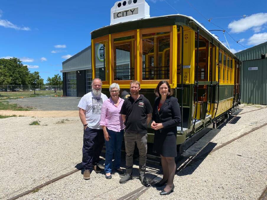 RIGHT ON TRACK: Volunteers Peter Waugh and Virginia Fenelon, BTM president Paul Mong, and Senator Sarah Henderson. Picture: Supplied.